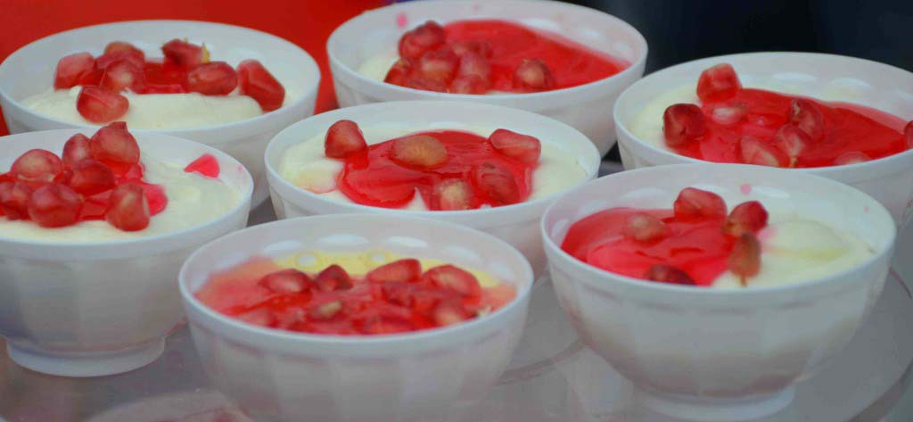 Pomegranate, lemon and feta - cream dessert