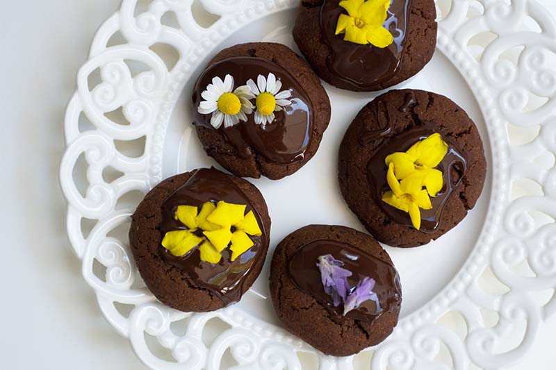 Vegan Chocolate Cookies With Edible Flowers - Katerina's Kouzina